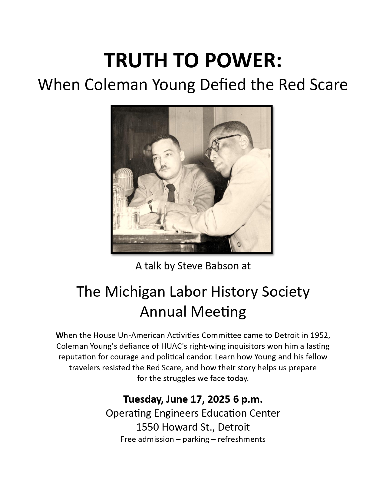 MLHS Annual Meeting Flyer